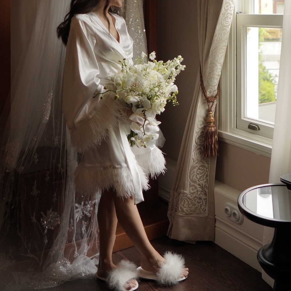 Custom Bridal Robe with matching slippers